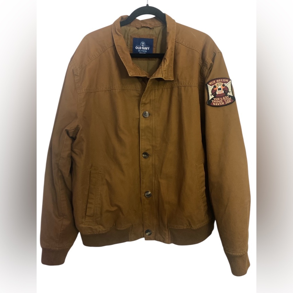 Old Navy Brown Bomber Jacket with Ribbed Details XXL GUC